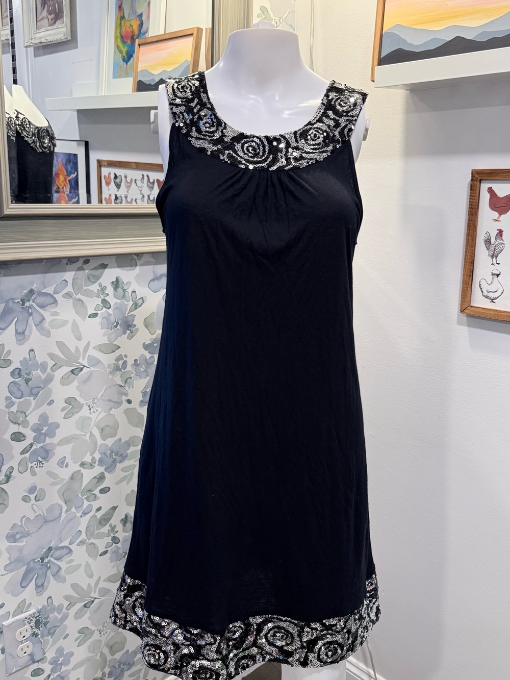 Express Black Sequin-Embellished Dress